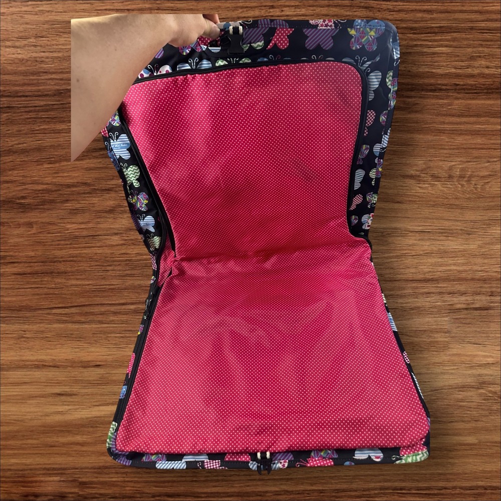 French West Indies Butterfly Tote Bag Travel Organizer Pink Red Blue - Picture 3 of 8